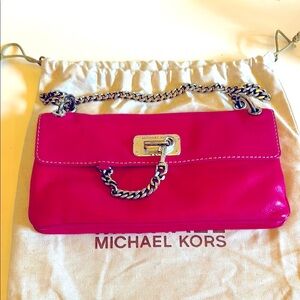 Michael Kors Pink Shoulder Bag with Silver Weathered Chain